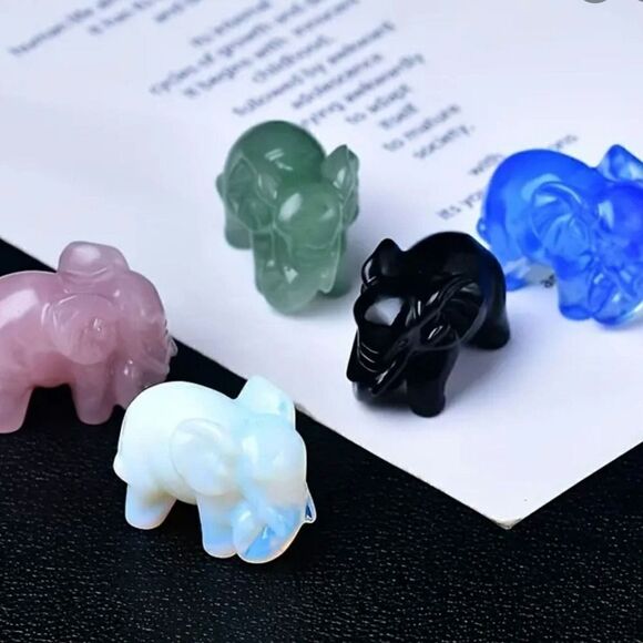 New! Natural Carved Elephant in Opal Balance Stone - Picture 3 of 3